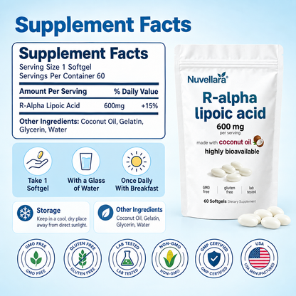 R-Alpha Lipoic Acid 600mg – Pure R-Form Softgels
