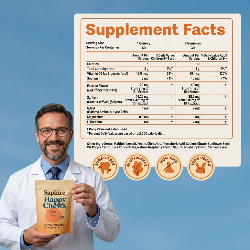 Saffron Gummies for Mood & Focus